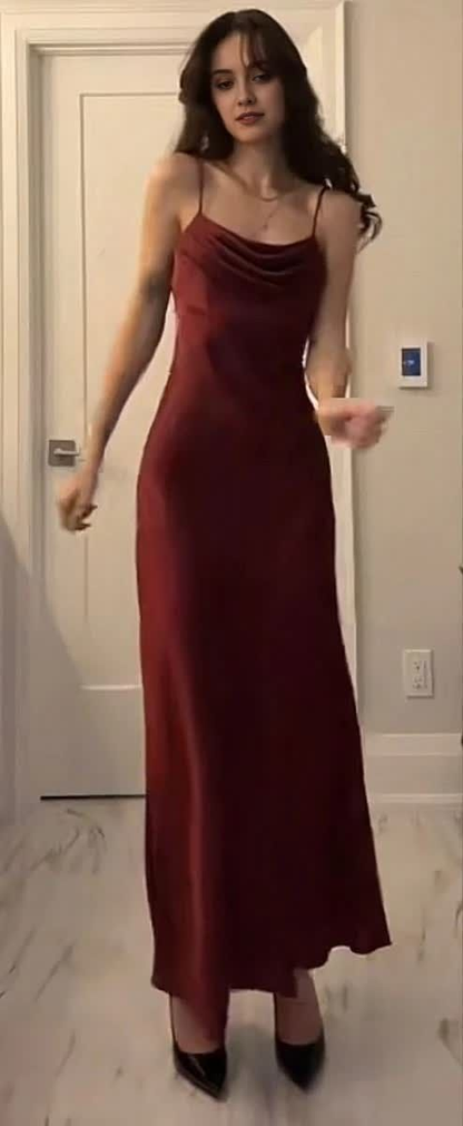 Spaghetti Straps Modest Mermaid Burgundy Prom Dress Formal Party Gown J6417