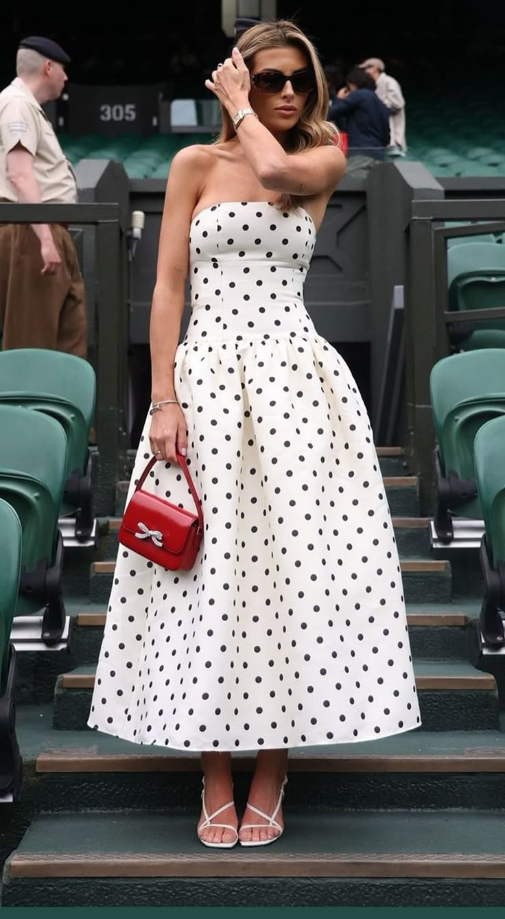 Strapless Polka Dots Wedding Guest Dress Formal Party Gown J6455 – JulyProm