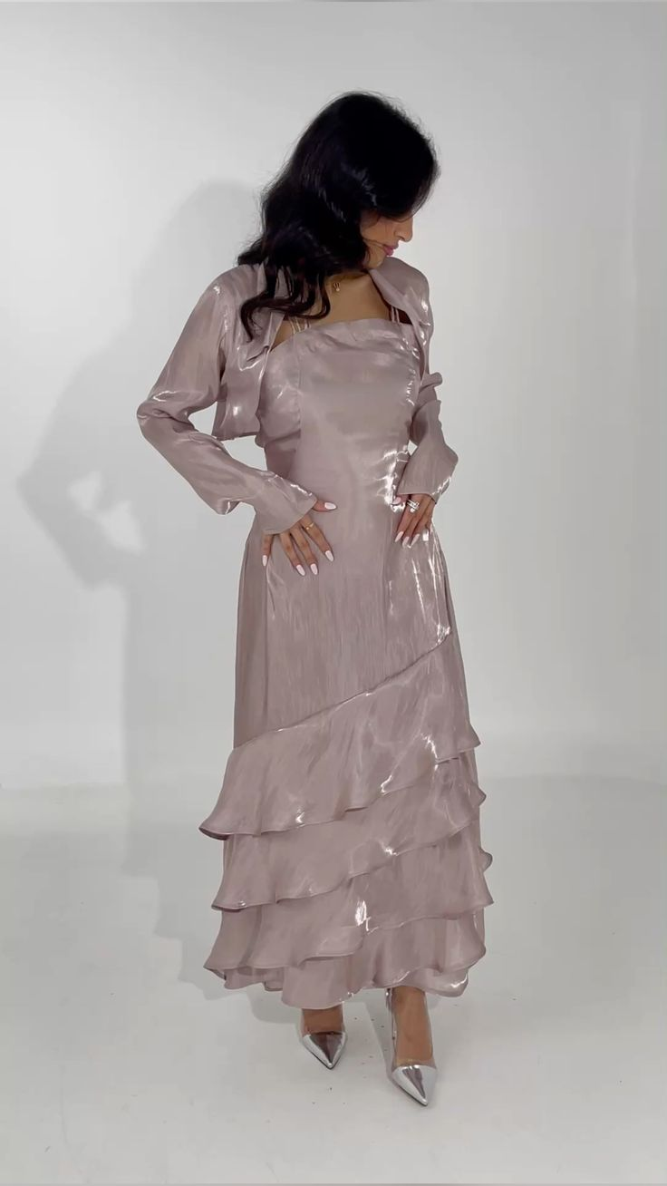 A-Linie Ballkleid mit Rüschen und Lagenmuster, Vintage, formelles Partykleid J6458