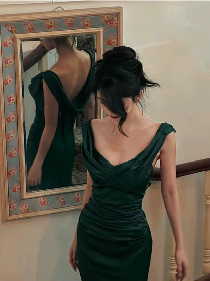 Robe de bal sirène vert émeraude, robe de soirée sexy J6471