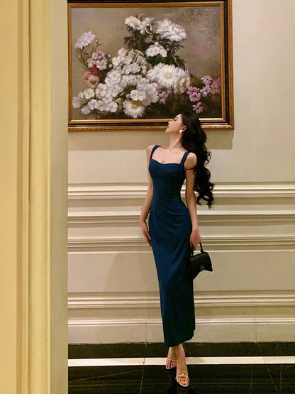 Robe de bal bleue élégante, robe de soirée formelle, robe d'anniversaire J6477