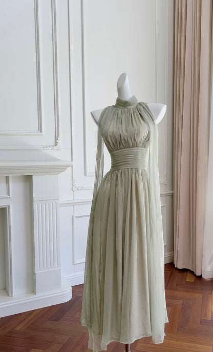 Robe de soirée formelle en mousseline de soie, coupe trapèze, J6484