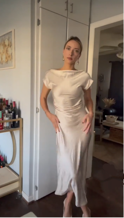 Robe de soirée sirène en satin ivoire, élégante robe de soirée formelle J6499