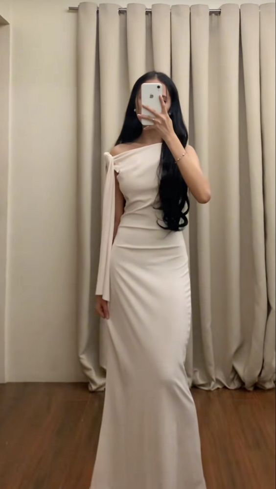 Mermaid White Long Prom Dresses Evening Party Gowns J8357
