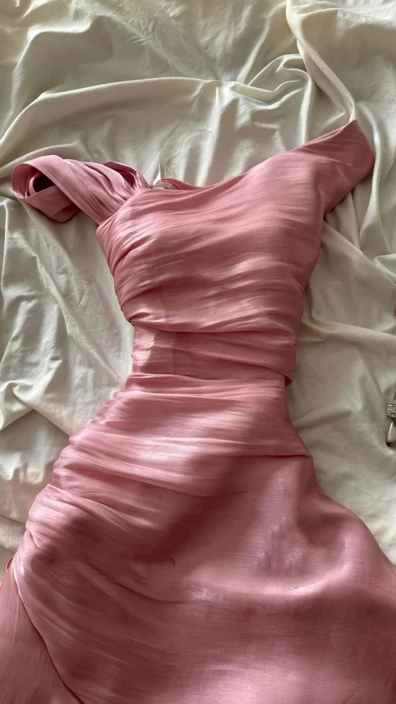 Etuikleid Rosa Lange Rüschen Ballkleider Formales Abendkleid J7684