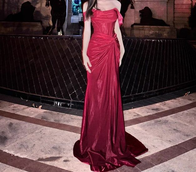 Robe de soirée sirène élégante en satin, longue robe de remise de diplôme J6501