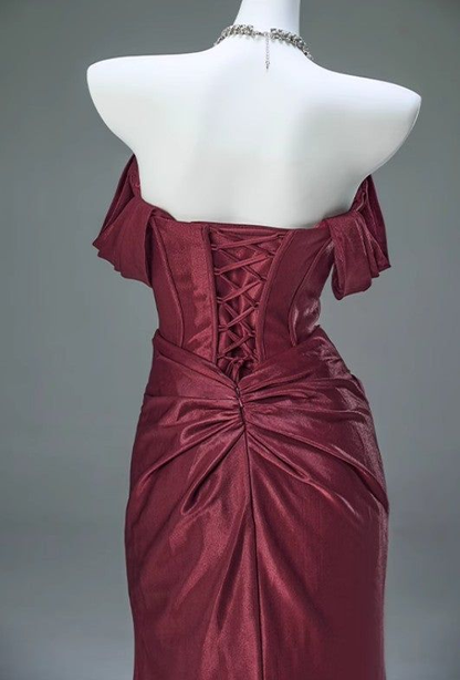Robe de soirée sirène élégante en satin, longue robe de remise de diplôme J6501