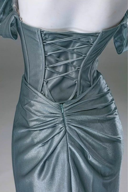 Robe de soirée sirène élégante en satin, longue robe de remise de diplôme J6501