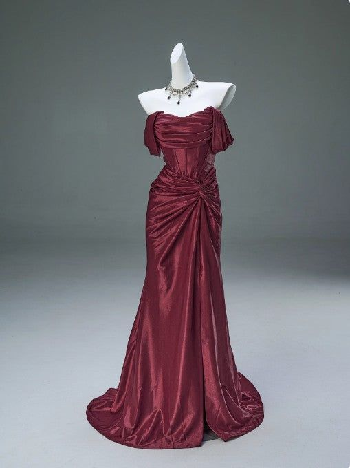 Robe de soirée sirène élégante en satin, longue robe de remise de diplôme J6501