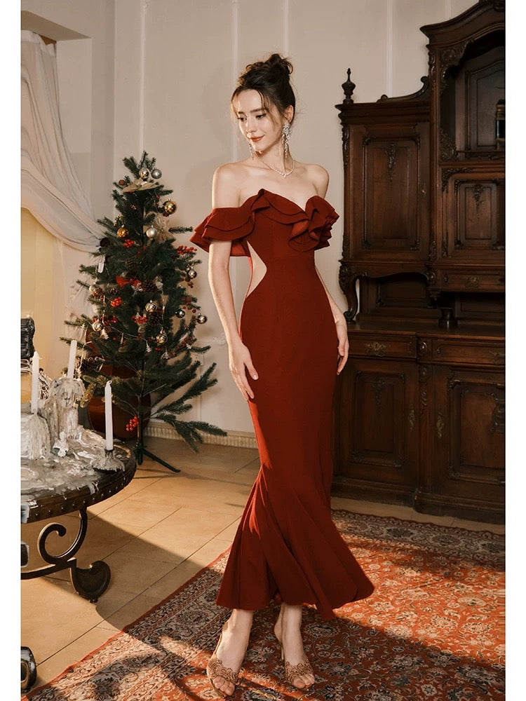 Robe de soirée sirène à épaules dénudées J6541
