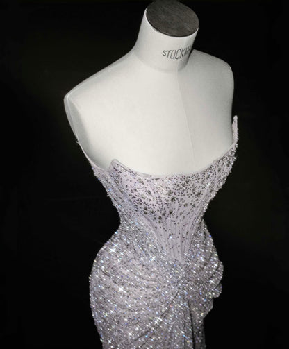 Robe de bal sirène bustier à paillettes, robe de soirée scintillante J6542