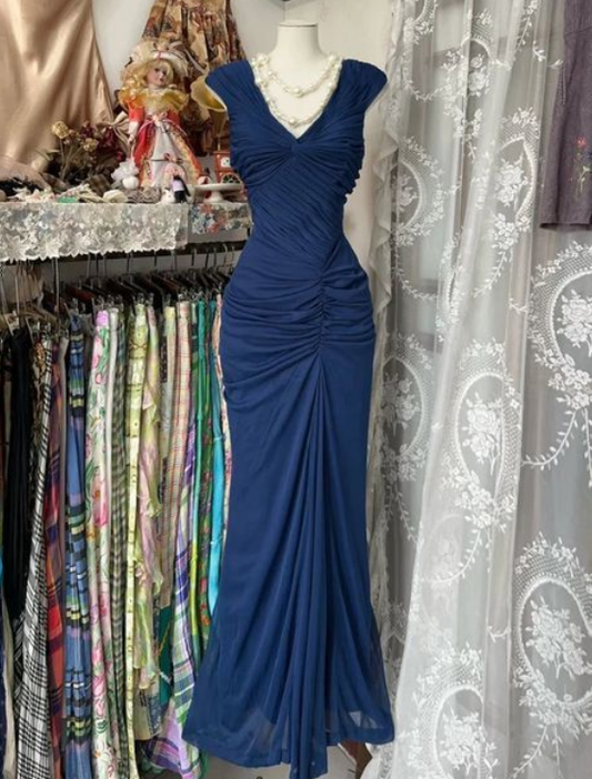 Dunkelblaues Meerjungfrau-Abschlussballkleid, formelles Abendkleid, Partykleid J6637