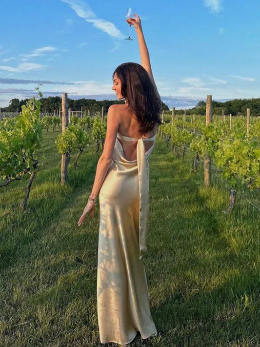 Robe de soirée longue sirène bustier en satin J6646