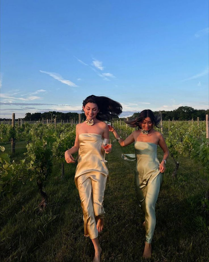 Robe de soirée longue sirène bustier en satin J6646