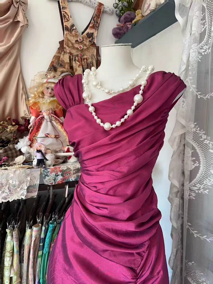 Mermaid Pink Satin Formal Dress Evening Party Gown J6652