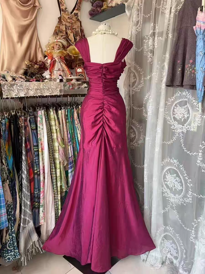 Mermaid Pink Satin Formal Dress Evening Party Gown J6652
