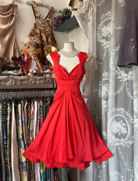 A Line Red Short Dress Satin Homecoming Dress J6667