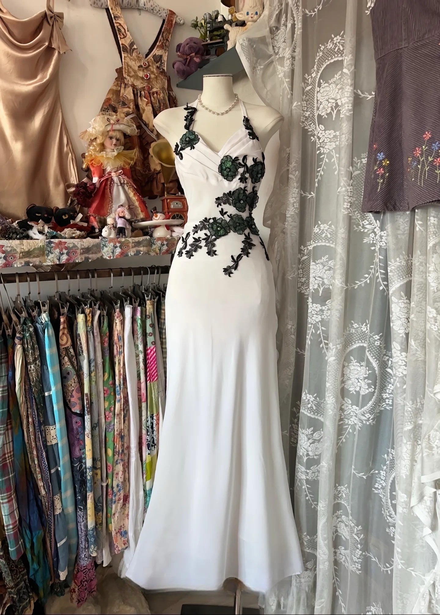Meerjungfrau Weißes Abendkleid Applikation Formelles Partykleid J6676