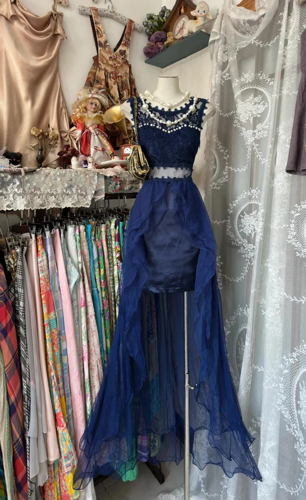 Robe de soirée sirène en dentelle avec appliques J6760