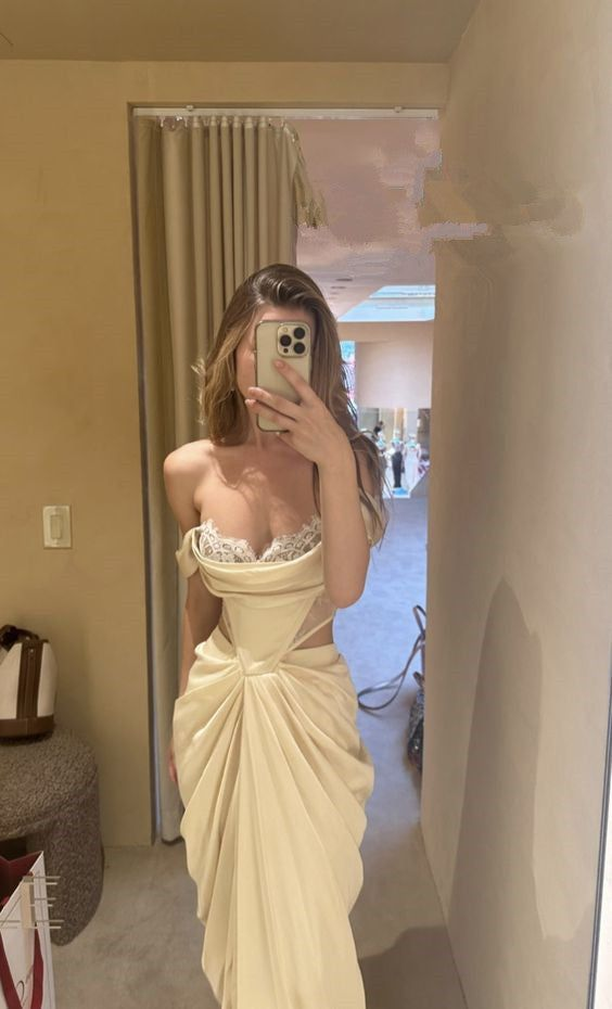 Robe de bal en satin à épaules dénudées et dentelle, robe d'anniversaire, robe de soirée J6779