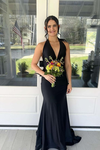Neckholder-Meerjungfrauen-Ballkleid mit V-Ausschnitt, formelles Abendkleid, Partykleid J6794