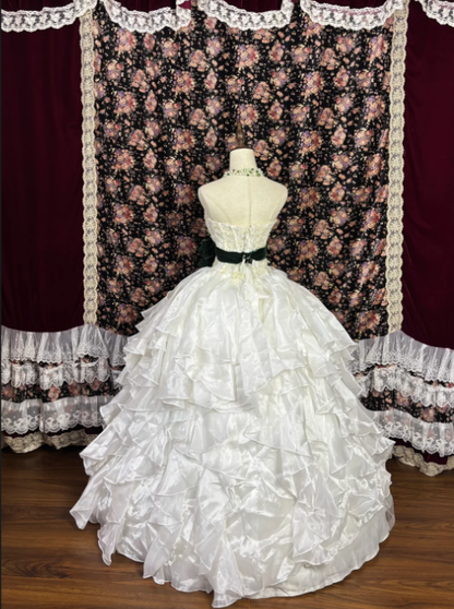 White Sweet 16 Quinceanera Ball Gown Ruffle Birthday Dress J8626