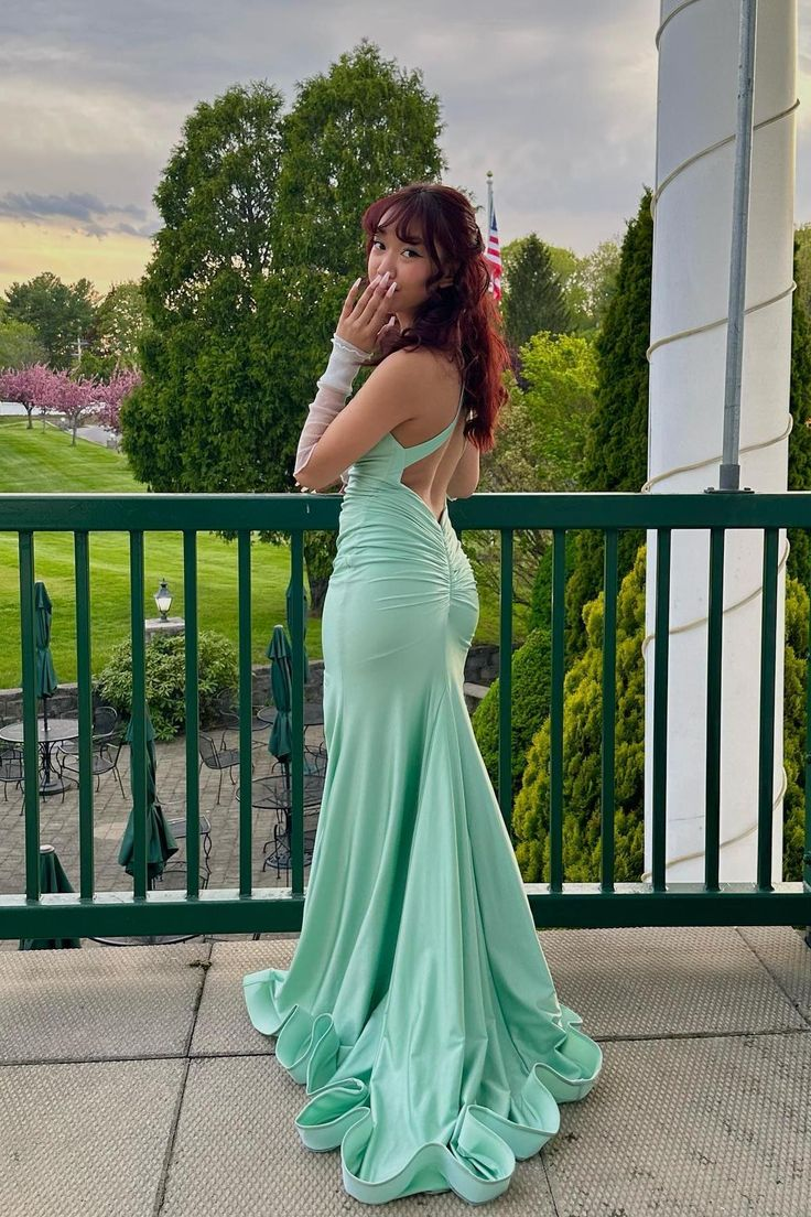 Rückenfreies Meerjungfrau-Ballkleid, formelles Abendkleid J6811