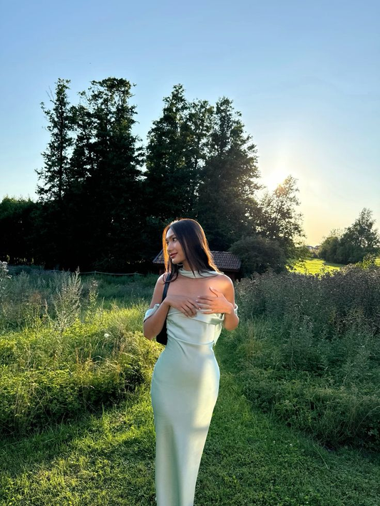 Off The Shoulder Sheath Satin Prom Dress J6813