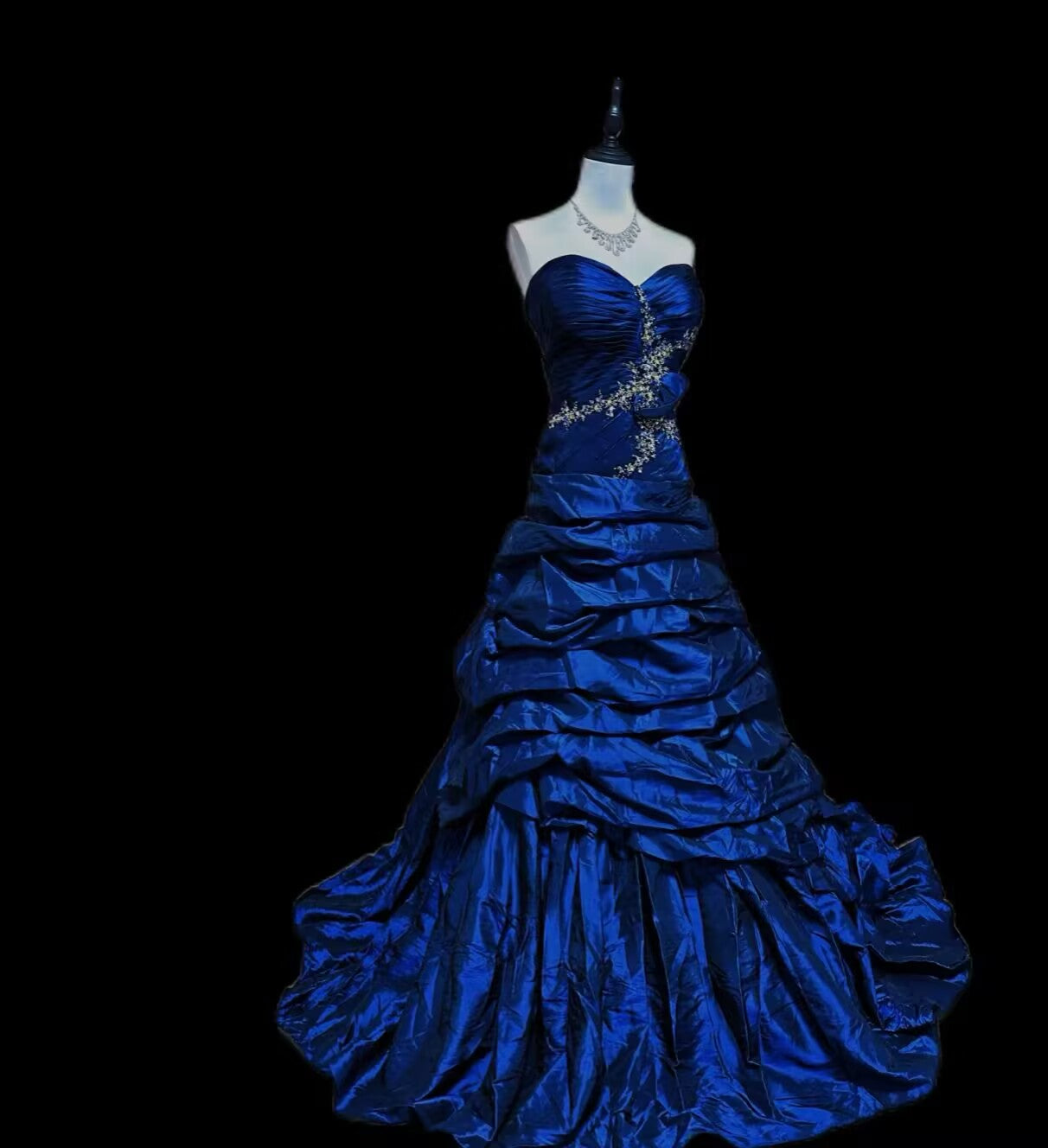 Sweetheart A-Linie Geburtstagskleid Königsblau Satin Ballkleid J6823