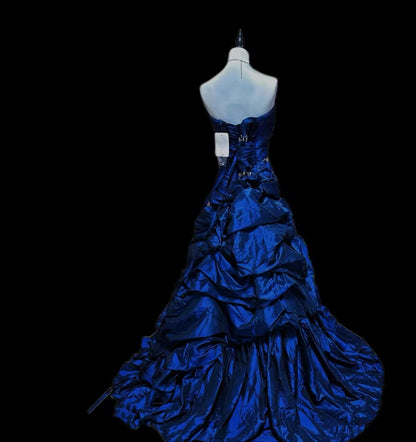 Sweetheart A-Linie Geburtstagskleid Königsblau Satin Ballkleid J6823