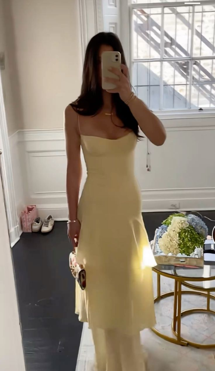 Yellow Chiffon Ruffle Long Prom Dress Evening Party Dresses J6862