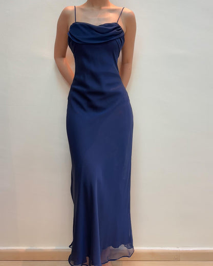 Spaghetti Straps Chiffon Mermaid Prom Dress Vintage Evening Dress J6877