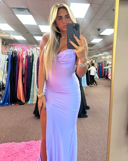 Rückenfreies Lila Meerjungfrau Ballkleid Sexy Abendkleid J6883