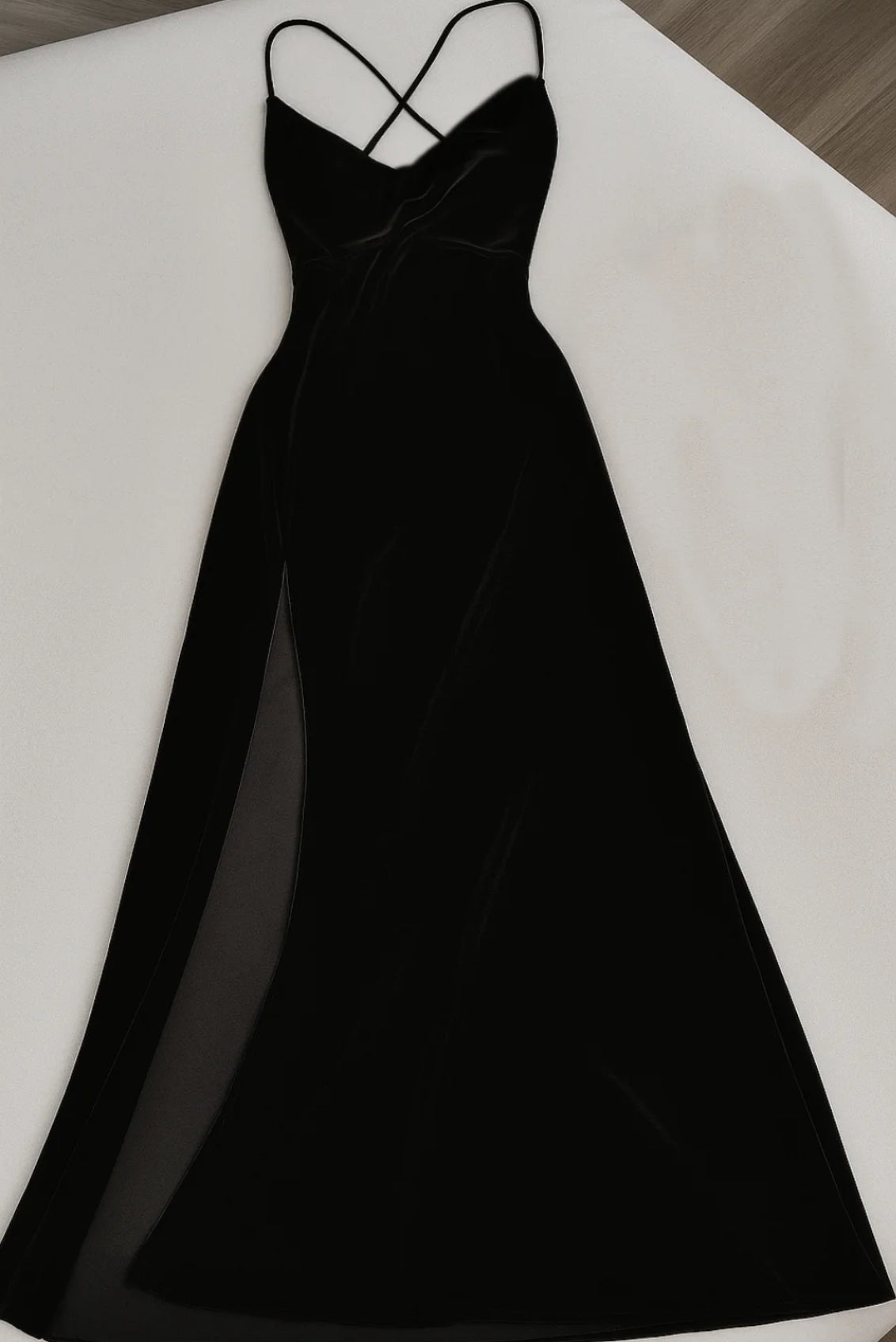 Robe de soirée fourreau noire sexy longue avec fente J8826