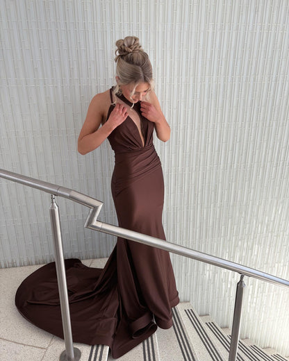 Abendkleid im Meerjungfrau-Stil mit einer Schulter, Dunkelrot, J6901