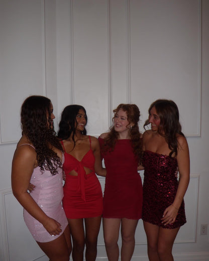 Spaghetti Straps Red Sheath Short Homecoming Dress Birthday Dress J6903