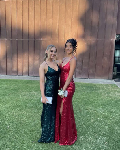 Robe de soirée bordeaux à bretelles spaghetti et sequins J6916