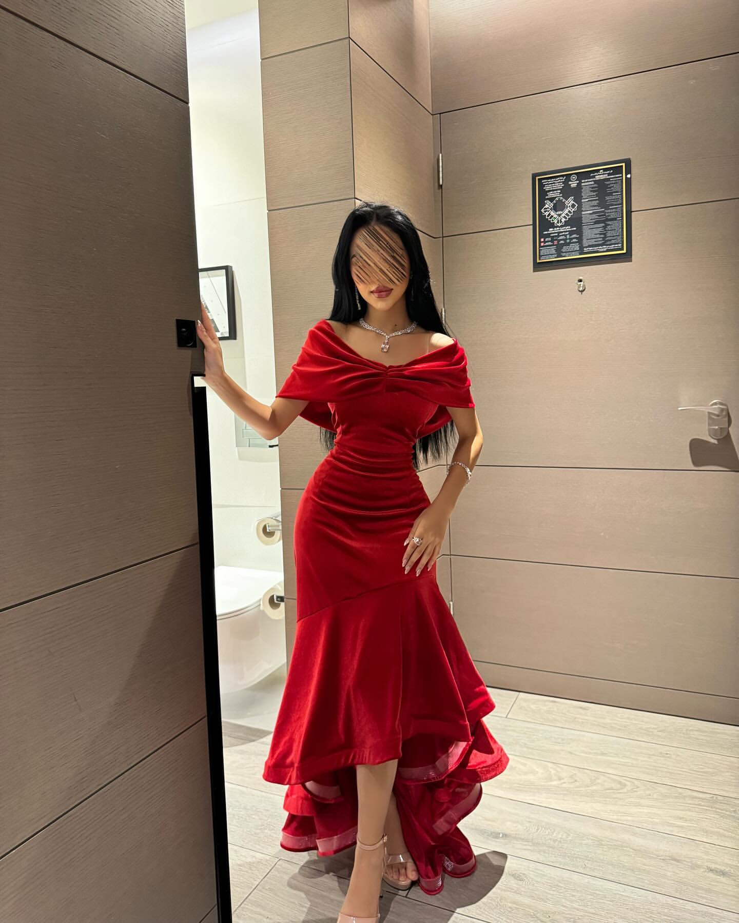 Off The Shoulder Velvet Mermaid Prom Dress Evening Dress J6921