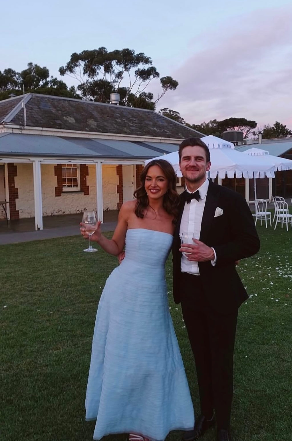 Strapless Blue A Line Pleated Prom Dress Wedding Guest Dress J6925