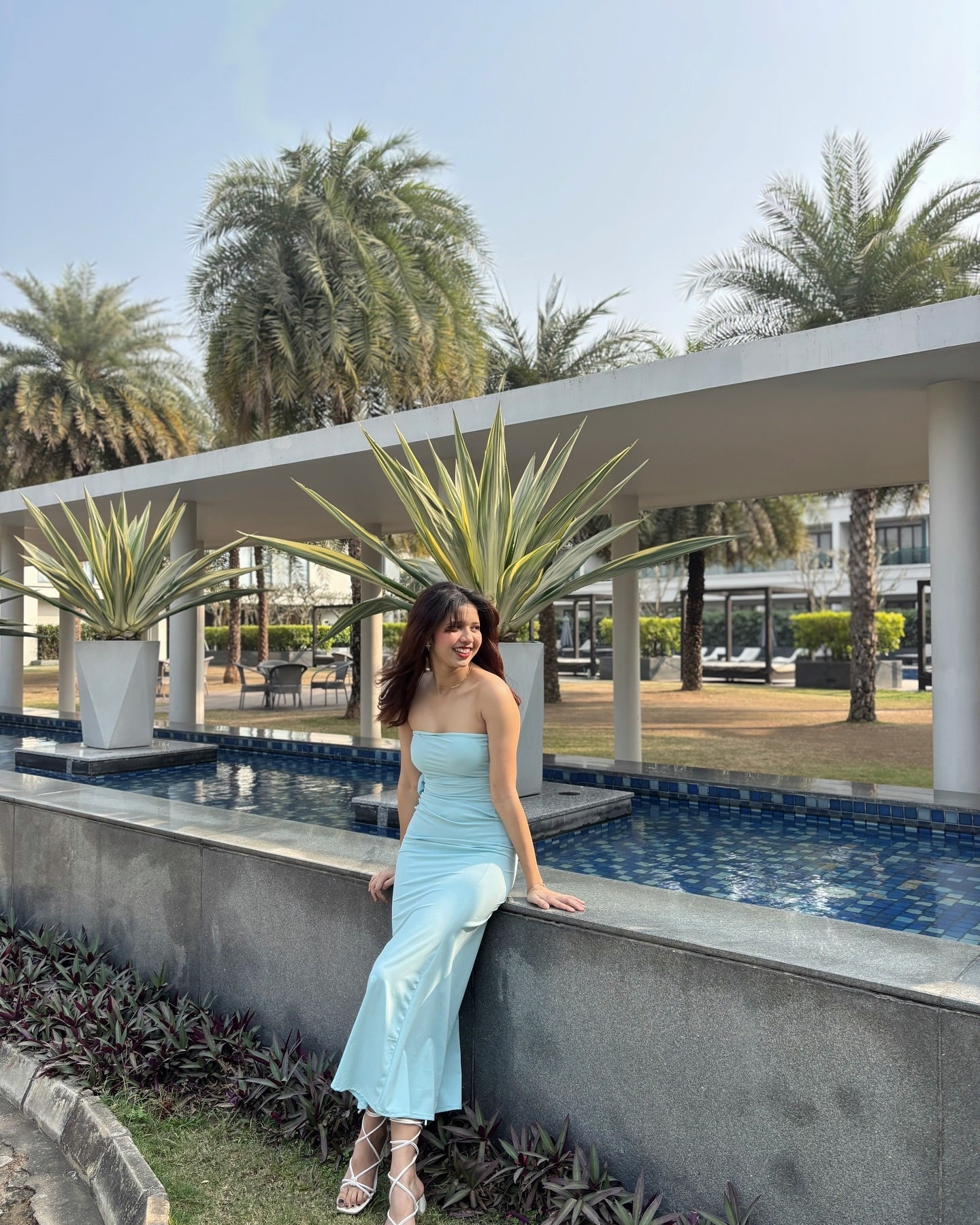 Strapless Sheath Prom Dress Blue Summer Outfit J6927