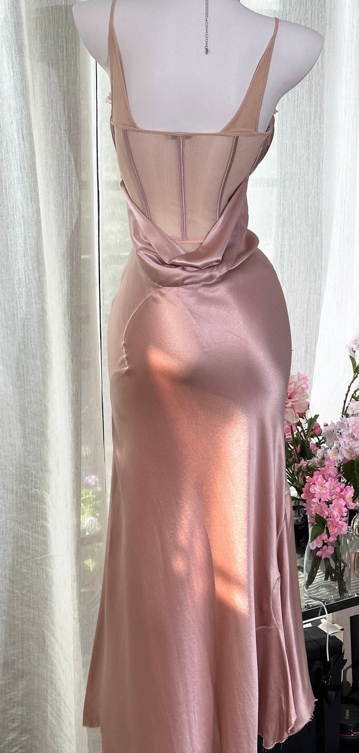Spaghetti Straps Pink Mermaid Prom Dress Vintage Evening Dress J6940