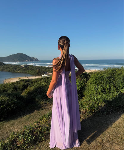 Robe de mariée trapèze en mousseline violette, sans bretelles, robe de bal J6945