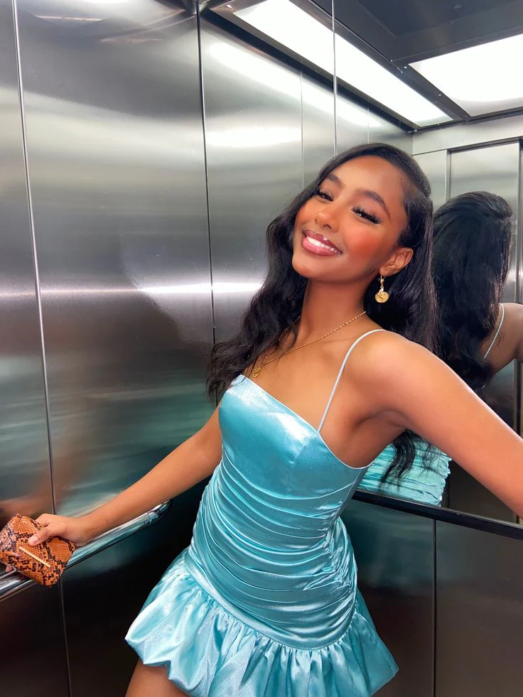 Blue Sheath Short Evening Dress Short Homecoming Dress J6951