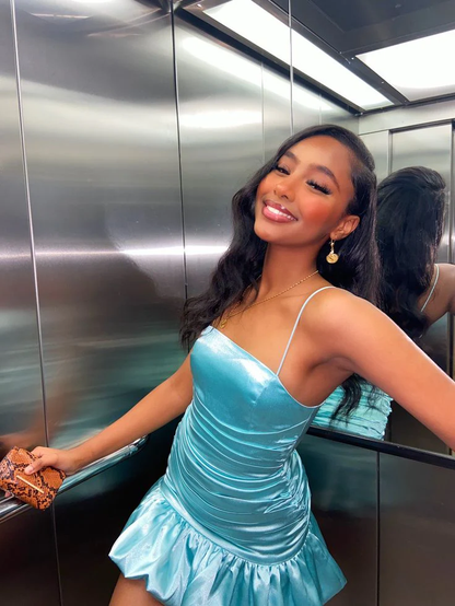 Blue Sheath Short Evening Dress Short Homecoming Dress J6951