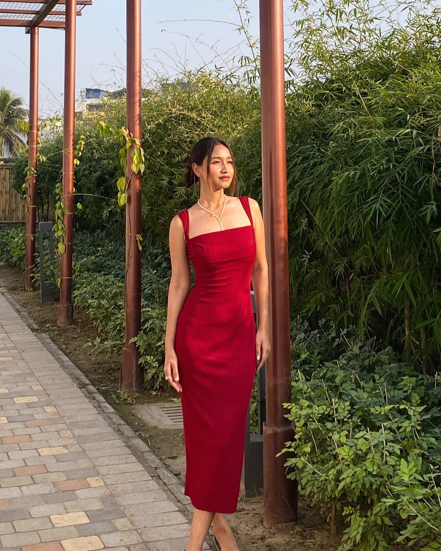 Red Sheath Satin Prom Dress Birthday Outfit J6910