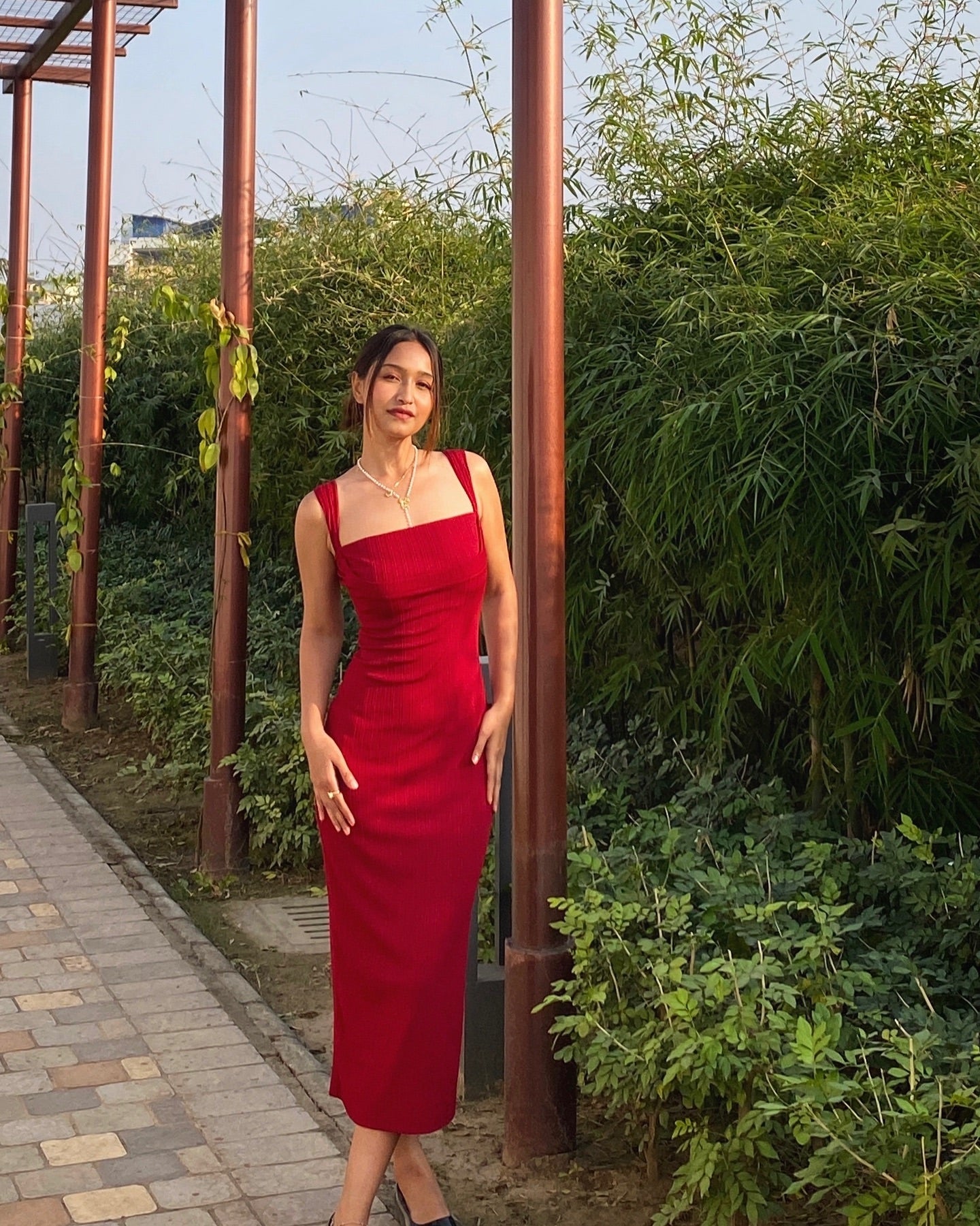 Red Sheath Satin Prom Dress Birthday Outfit J6910