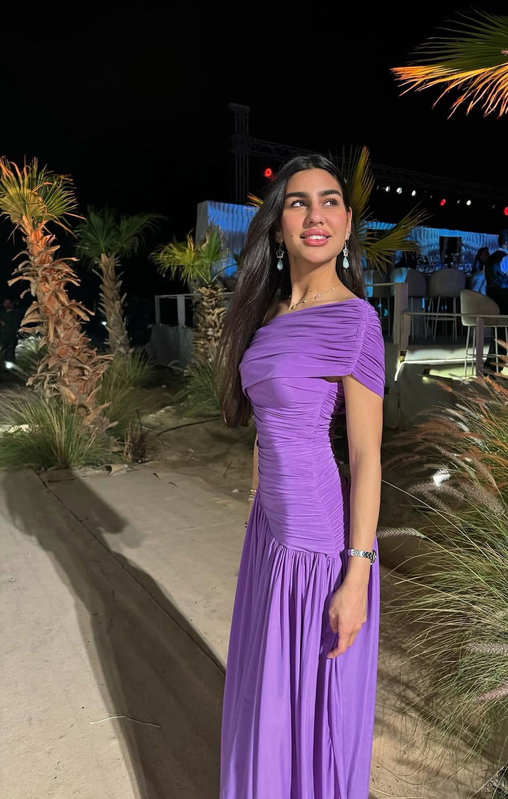 Robe de soirée violette coupe trapèze J7143