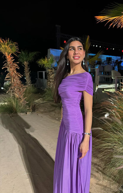 Robe de soirée violette coupe trapèze J7143