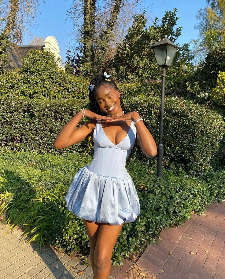 Robe trapèze bleue Hoco, tenue de soirée formelle, tenue d'anniversaire, J7136