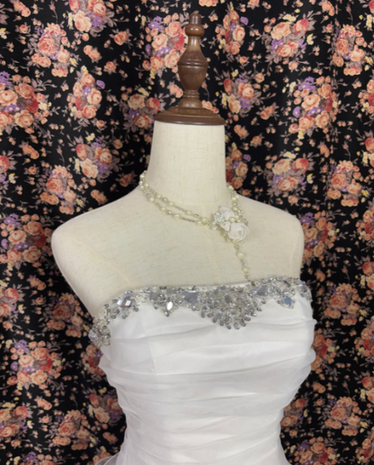 Beaded White Short Prom Dress Ruffle Birthday Dress J8631